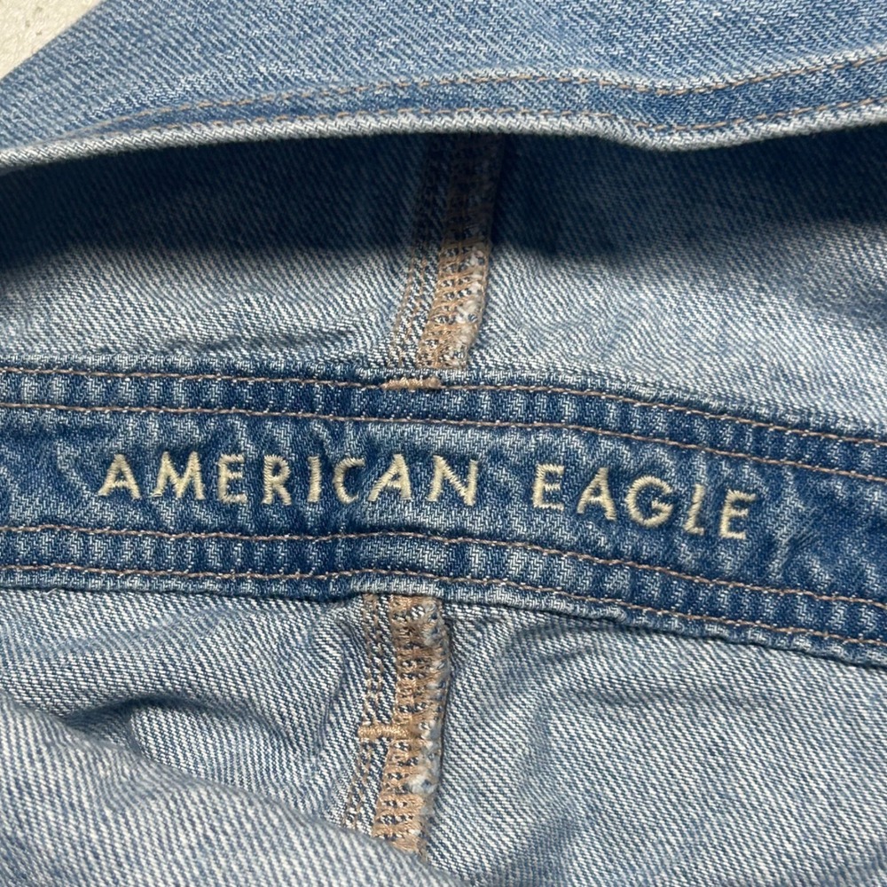 American Eagle Classic Overall Light Wash Denim Women XS Blue Cotton Blend - Picture 4 of 12